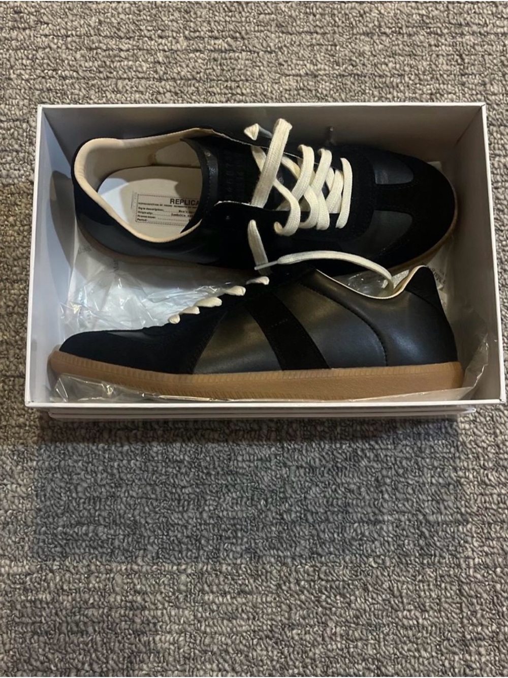 Maison Martin Margiela Black Leather Sneakers with Gum Sole